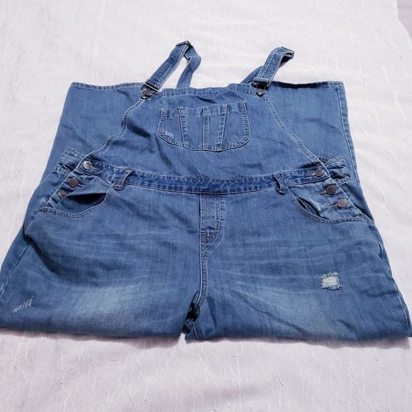 City Chic Blue Denim Overalls - Picture 2 of 10